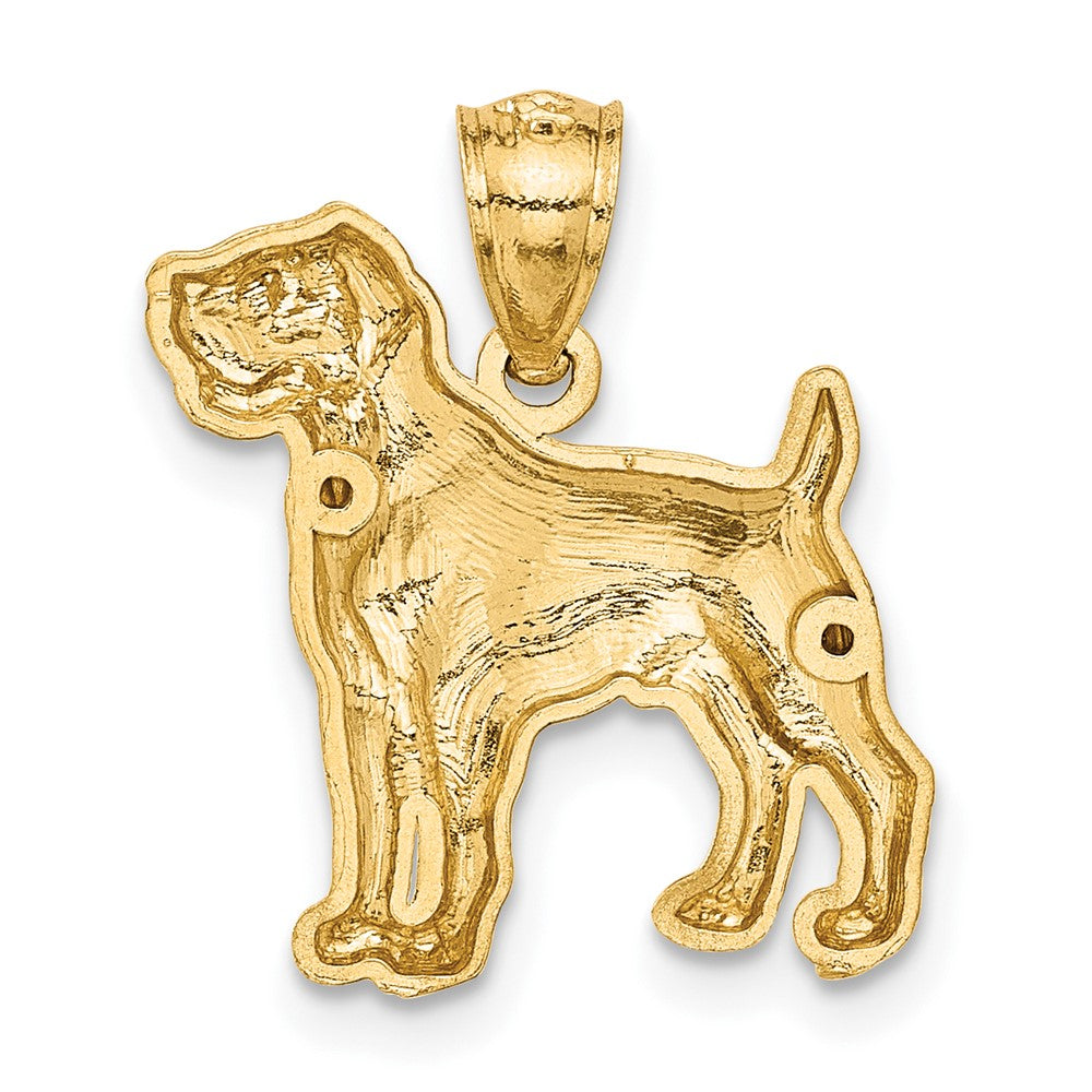 14K Satin Diamond-cut Boxer Dog Pendant