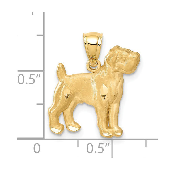 14K Satin Diamond-cut Boxer Dog Pendant