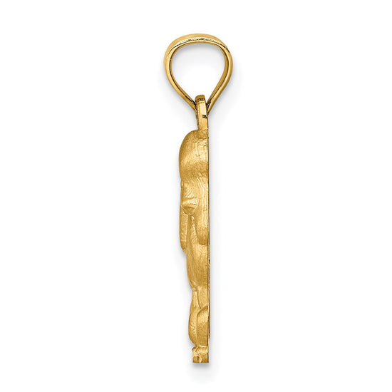 14K Satin Diamond-cut Poodle Dog Pendant