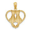 14K Sitting Cats in a Heart Pendant