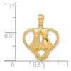 14K Sitting Cats in a Heart Pendant