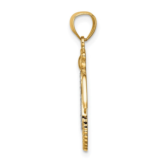 14K and White Rhodium Infinity Angel Pendant