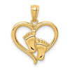 14K Baby Feet in Heart Pendant