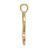 14K and Rose Rhodium Pink Ribbon with Heart Pendant