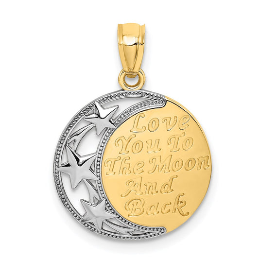 14K and White Rhodium LOVE YOU TO THE MOON AND BACK Pendant