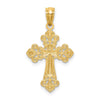14K with White Rhodium Diamond-cut Cross Pendant