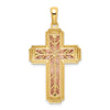 14K Two-tone White Rhodium INRI Crucifix Pendant