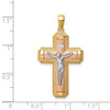 14K Two-tone White Rhodium INRI Crucifix Pendant