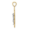 14K Two-Tone with White Rhodium Inri Budded Crucifix
