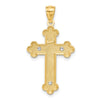 14K Two-Tone with White Rhodium Inri Budded Crucifix