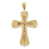 14K Tri-Color and White Rhodium Diamond-cut Crucifix Pendant