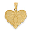 14K Angel in Heart Scalloped Edge Pendant