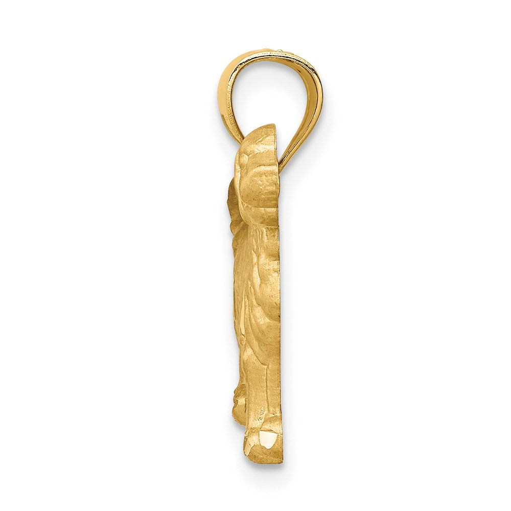 14K Satin Diamond-cut Golden Retriever Dog Pendant