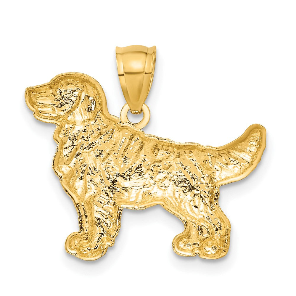 14K Satin Diamond-cut Golden Retriever Dog Pendant