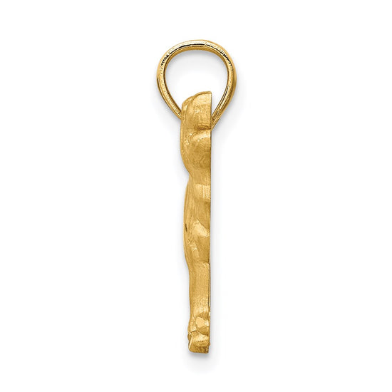 14K Satin Diamond-cut Labrador Retriever Dog Pendant