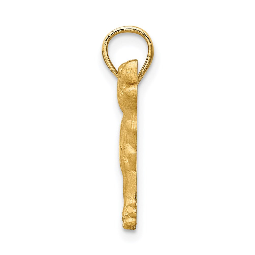 14K Satin Diamond-cut Labrador Retriever Dog Pendant