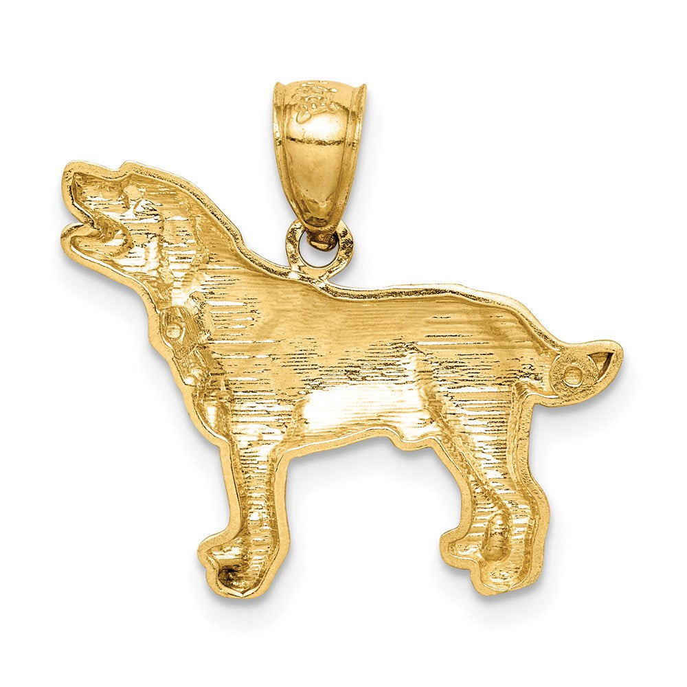 14K Satin Diamond-cut Labrador Retriever Dog Pendant