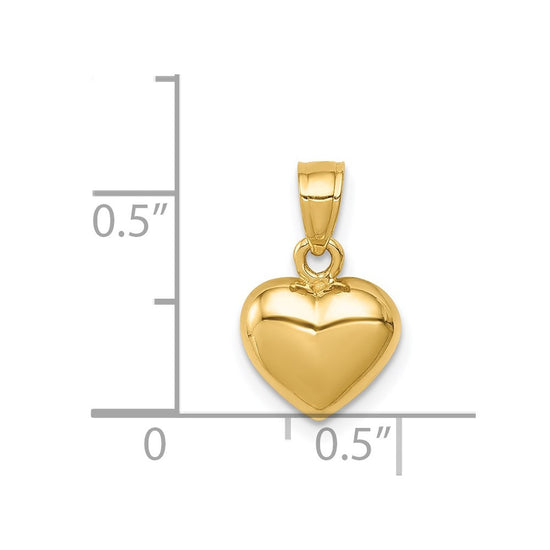 14K Polished Concave Back Heart Pendant