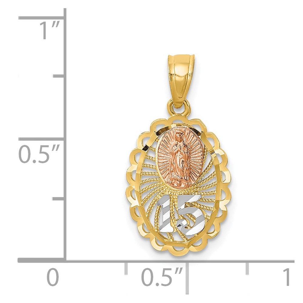 14K Two-tone with White Rhodium Our Lady of Guadalupe 15 Pendant