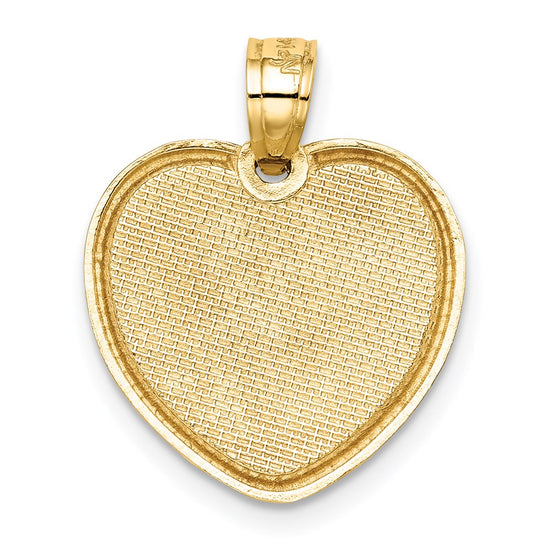 14K with Rose Plating Bow I LOVE YOU Inside Heart Pendant