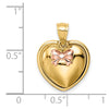 14K with Rose Plating Bow I LOVE YOU Inside Heart Pendant