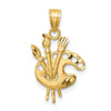 14K Diamond-cut Artists Paint Palette Pendant