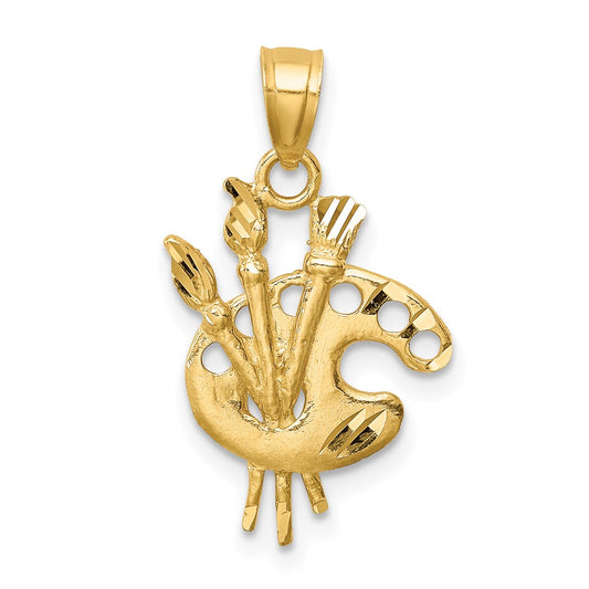 14K Diamond-cut Artists Paint Palette Pendant