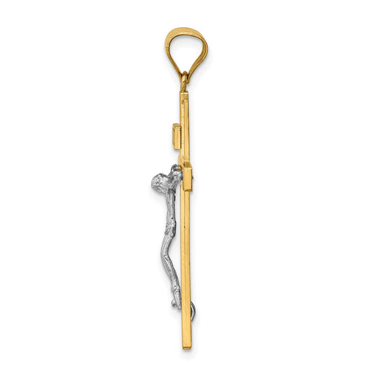 14K Two-tone INRI Crucifix Pendant