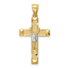 14K and White Rhodium Solid Cross with Rosary Pendant