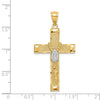 14K and White Rhodium Solid Cross with Rosary Pendant