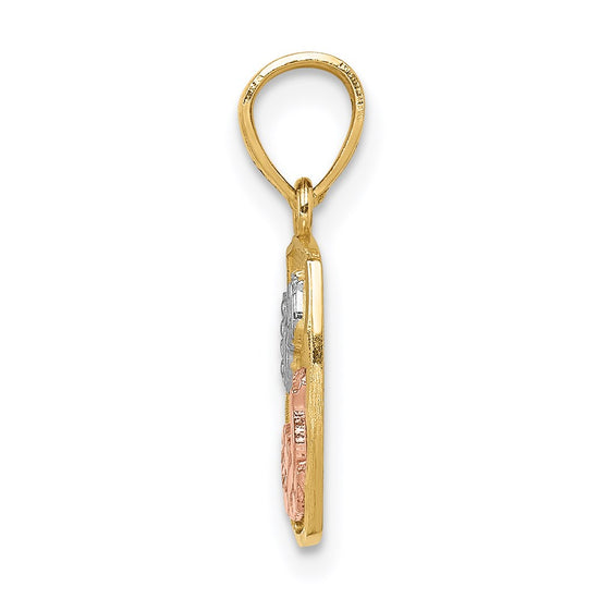 14K Two-tone and White Rhodium Baptism Rectangular Pendant