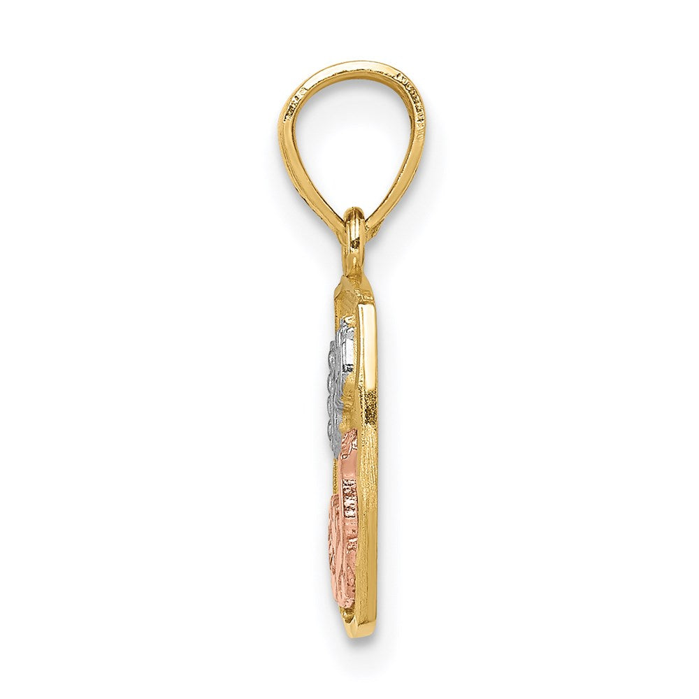 14K Two-tone and White Rhodium Baptism Rectangular Pendant