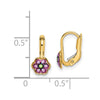 14K Enamel Flower Childrens Leverback Earrings