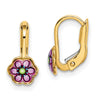14K Enamel Flower Childrens Leverback Earrings