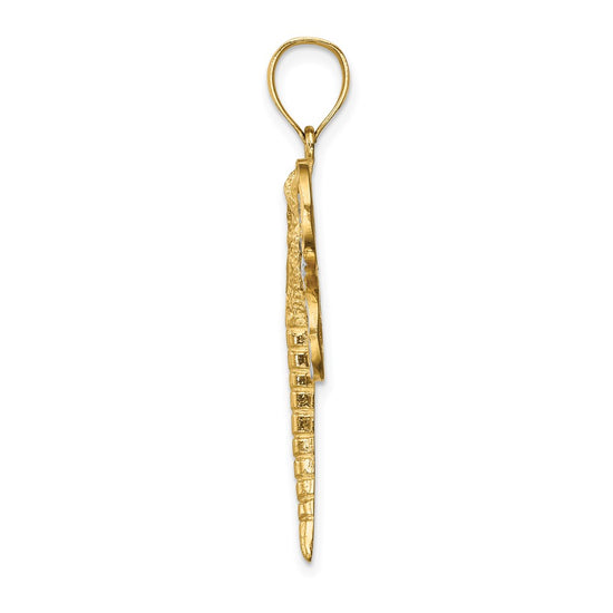 14K and White Rhodium Diamond-cut Dragonfly Pendant