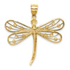 14K and White Rhodium Diamond-cut Dragonfly Pendant
