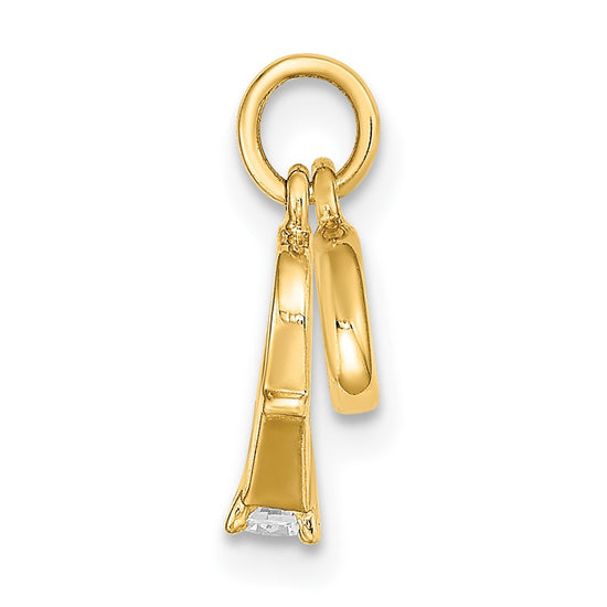 Gold 3D Wedding Ring with CZ Charm