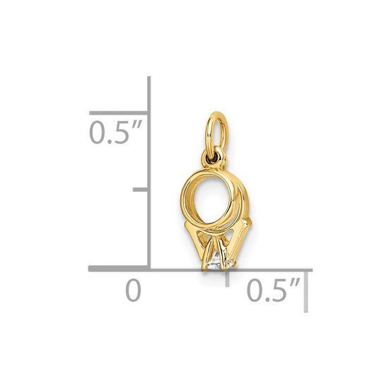 Gold 3D Wedding Ring with CZ Charm