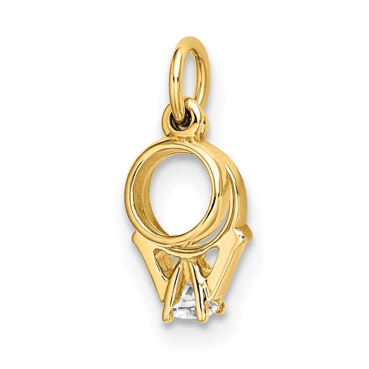 Gold 3D Wedding Ring with CZ Charm