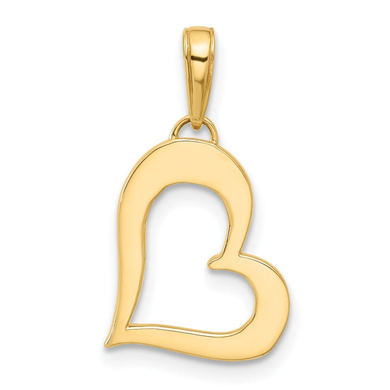 14k and White Rhodium Diamond-cut Heart Pendant