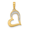 14k and White Rhodium Diamond-cut Heart Pendant