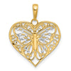 14K and White Rhodium Diamond-cut Butterfly Heart Pendant