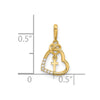 14k Polished CZ Heart with Cross Dangle Pendant