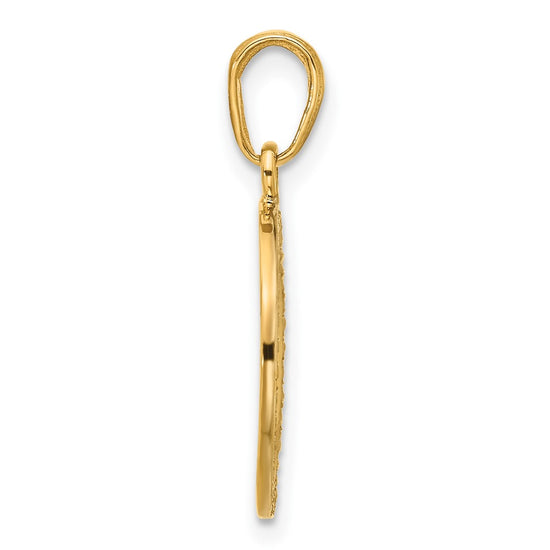 14K and White Rhodium Diamond-cut MOM Cut-out Heart Pendant