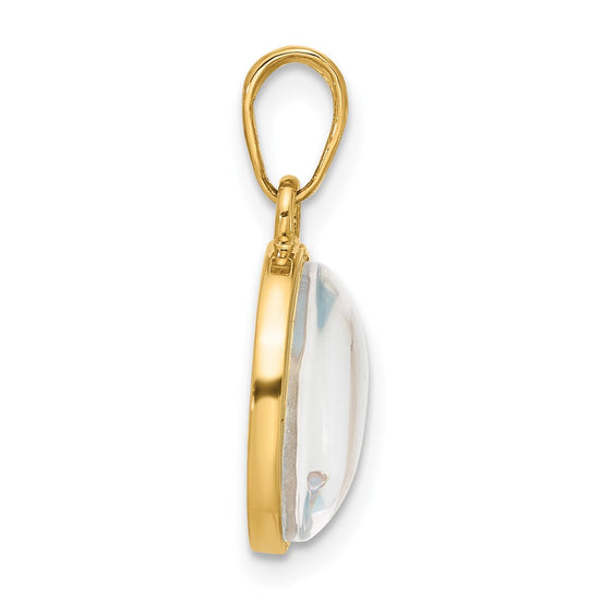 14K Polished with Blue Enamel and Clear Epoxy Resin It's A Boy Pendant