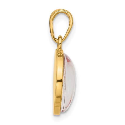 14K Polished with Pink Enamel and Clear Epoxy Resin It's A Girl Pendant