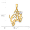 14k and White Rhodium Diamond-cut Heart IT'S A GIRL Pendant