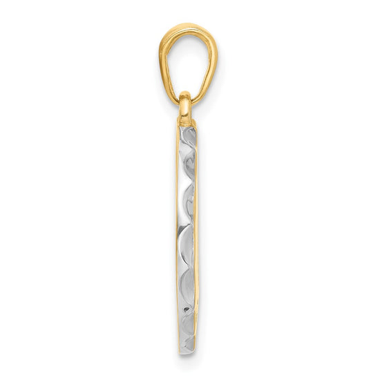 14k and White Rhodium Diamond-cut It's A Girl! Disc Pendant