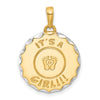 14k and White Rhodium Diamond-cut It's A Girl! Disc Pendant