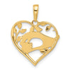 14k and White Rhodium Diamond-cut Mother and Child Hands in Heart Pendant